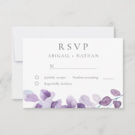 Cartão RSVP Casamento por Aquarela Roxo-Elegante Moderno