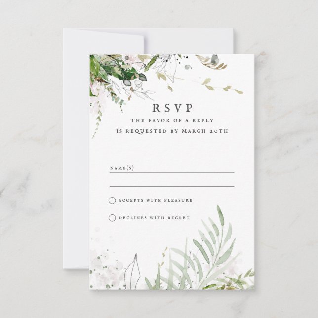 Cartão RSVP Casamento por Aquarela Terrena Elegante (Frente)