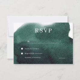 Cartão RSVP Casamento por Aquarela Verde Moderno Emerald