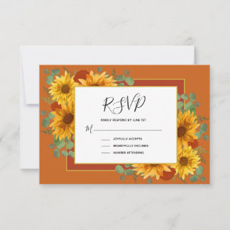Cartão RSVP Casamento por País dos Rosas Rustic Sunflower Terr