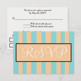 Cartão RSVP Casamento Praia Sandy Seafoam Azul Listras de Caba