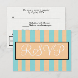 Cartão RSVP Casamento Praia Sandy Seafoam Azul Listras de Caba