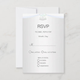 Cartão RSVP Casamento Prata Branco