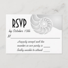 Cartão RSVP Casamento prateado de prata de Nautilus Shell