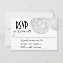 Cartão RSVP Casamento prateado de prata de Nautilus Shell
