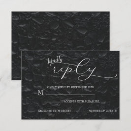 Cartão RSVP Casamento Preto & Branco Elegante Simples