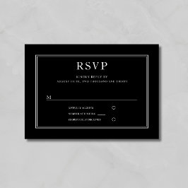 Cartão RSVP Casamento Preto Clássico Elegante
