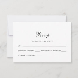 Cartão RSVP Casamento preto e branco de Script Clássico e Eleg