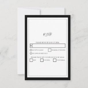 Cartão RSVP Casamento preto e branco do monograma elegante