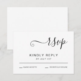 Cartão RSVP Casamento preto e branco elegante