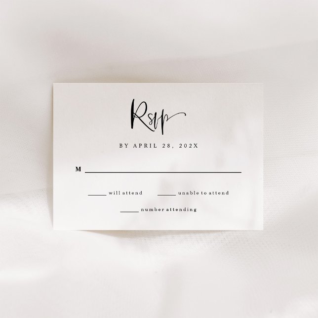 Cartão RSVP Casamento preto e branco moderno (Criador carregado)