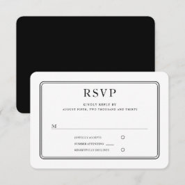 Cartão RSVP Casamento Preto e Branco Moderno Elegante Formal