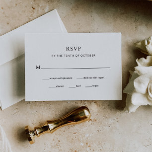 Cartão RSVP Casamento preto e branco moderno Escolha das ref