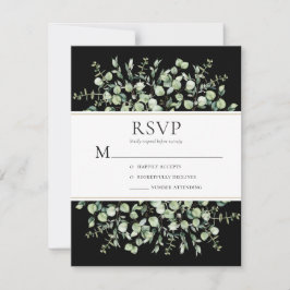 Cartão RSVP Casamento preto Eucalyptus