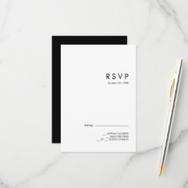 Cartão RSVP Casamento Preto Tradicional Minimalista Moderno