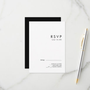 Cartão RSVP Casamento Preto Tradicional Minimalista Moderno