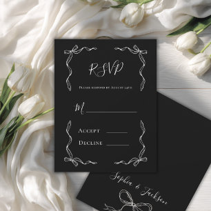 Cartão RSVP Casamento Preto Vintage Francês