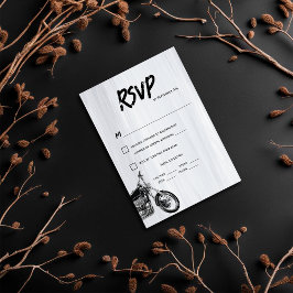 Cartão RSVP Casamento Previsto Com O Motociclista Casual Moder