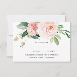 Cartão RSVP Casamento Profundo de Aqua Flores Rosa-Carga