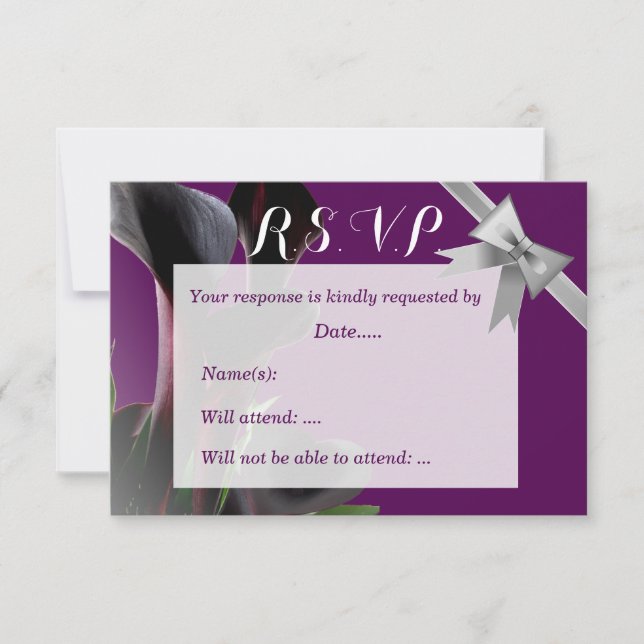 Cartão RSVP Casamento Purple Calla Lily (Frente)