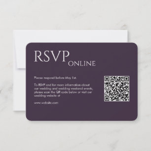 Cartão RSVP Casamento Púrpura Escuro Elegante Moderno
