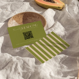 Cartão RSVP Casamento QR Code em Musgo Verde Clássico e Dinhei