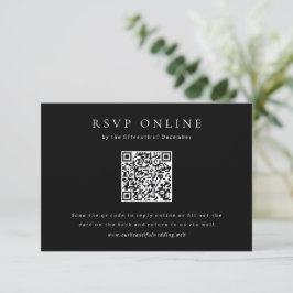 Cartão RSVP Casamento QR Code Simples Preto Clássico