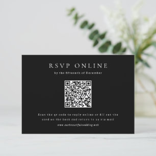 Cartão RSVP Casamento QR Code Simples Preto Clássico