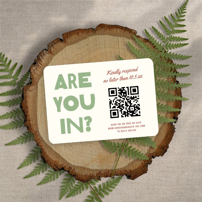 Cartão RSVP Casamento QR Code Tom Terra Funcional Moderno (Criador carregado)