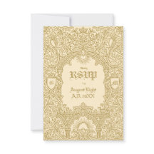Casamento QR Monograma Dourado Real Vintage Mediev