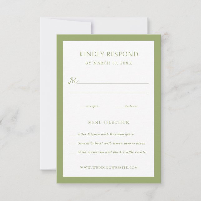 Cartão RSVP Casamento Quadro Verde  (Frente)