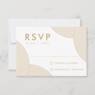Cartão RSVP Casamento Redemoinho Geométrico Dourado