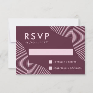 Cartão RSVP Casamento Redemoinho Geométrico Merlot