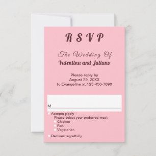 Cartão RSVP Casamento retrato com texto em burgundy escuro e r