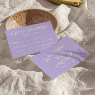 Cartão RSVP Casamento Retro Cor Pastel Caprichoso Roxo