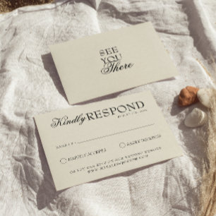 Cartão RSVP Casamento Retro de Dinheiro Antigo Preto e Creme c