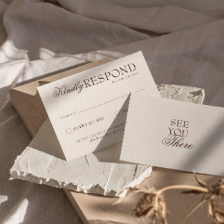 Cartão RSVP Casamento Retro Marrom Chocolate Clássico Dinheiro