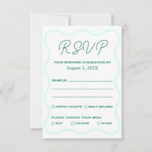 Cartão RSVP Casamento Retroativo de Casa Mint e Green Wavy