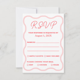 Cartão RSVP Casamento retrorreflector de onda rosa e coral