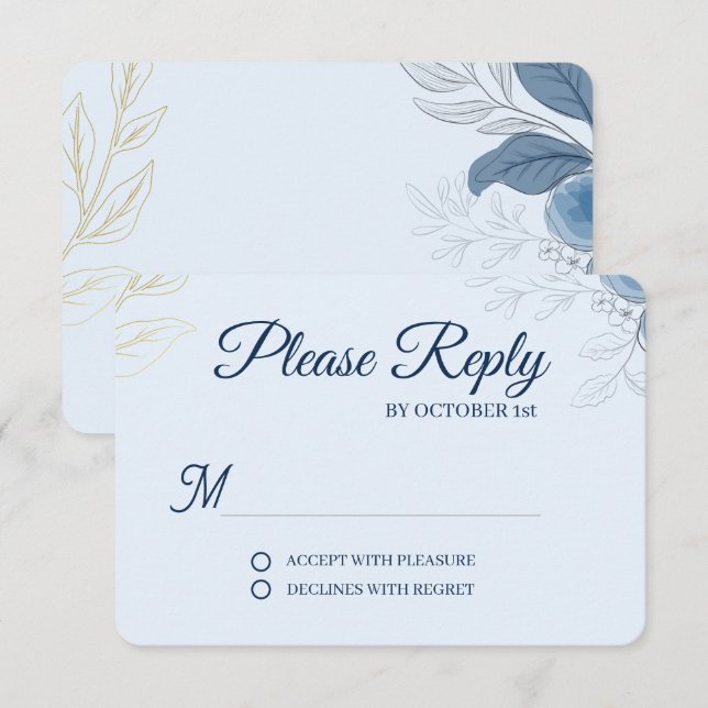 Cartão RSVP Casamento Romântico à Beira-Mar (Frente/Verso)