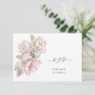 Cartão RSVP Casamento Romântico Blush Peony Floral