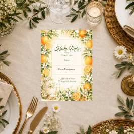 Cartão RSVP Casamento Romântico com Citrinos