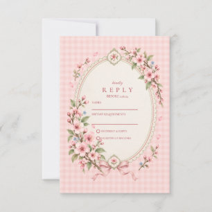 Cartão RSVP Casamento Romântico com Flor de Cerejeira