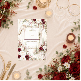Cartão RSVP Casamento Romântico com Harpa no Jardim Luxuoso