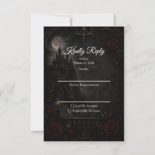 Cartão RSVP Casamento Romântico com Luar Gótico Encantado
