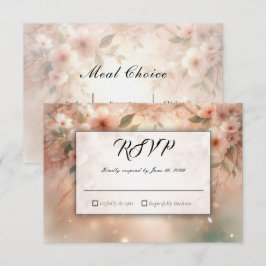 Cartão RSVP Casamento Romântico com Rosa Cerejeira em Flor