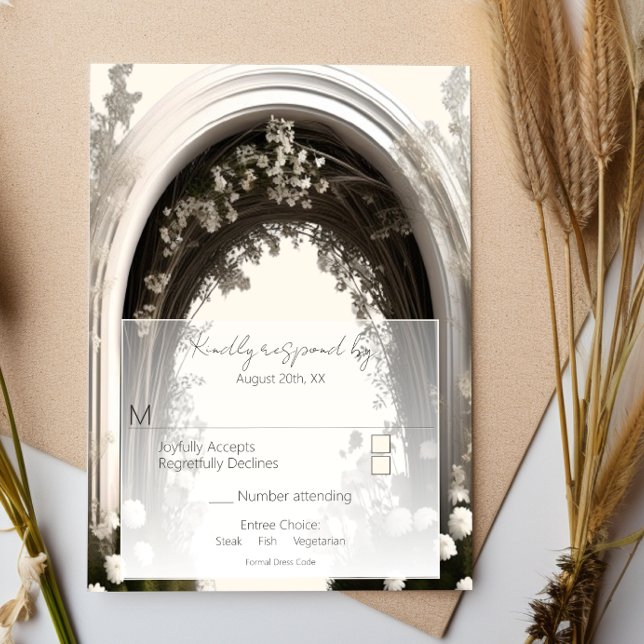 Cartão RSVP Casamento Romântico de Arca Botânica (Romantic Boho Botanical Arch Wedding RSVP)