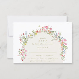Cartão RSVP casamento romântico de arca floral primavera