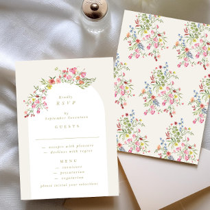 Cartão RSVP casamento romântico de arca floral primavera