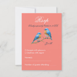 Cartão RSVP Casamento Romântico de Aves Marinhais Moles
